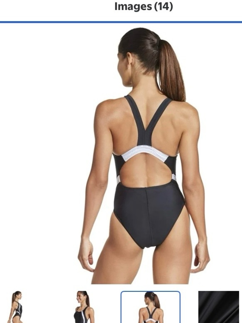 Speedo Black One-Piece racing Swimsuit with Iridescent Logo size 8 NWT - Picture 13 of 14